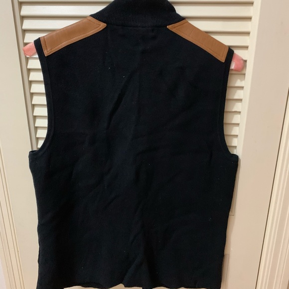 RALPH LAUREN vintage sweater vest w/leather trim. - Picture 2 of 4